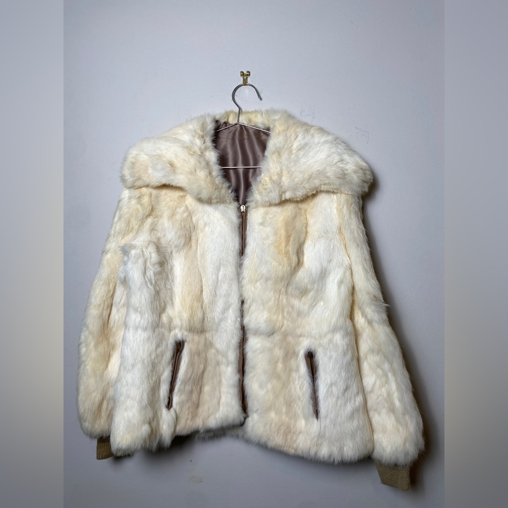 Vintage Real Fur Coat Cream Waist Length Medium City Furs